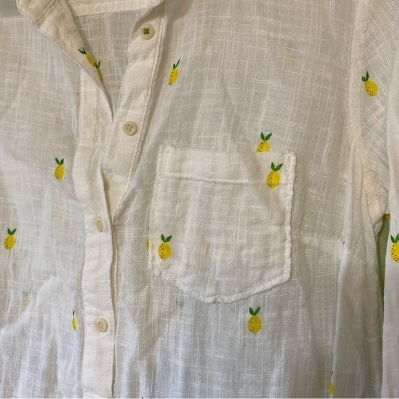 Merona Lemon Blouse Gauzy Slightly Sheer Cotton Sz Small - Picture 3 of 9